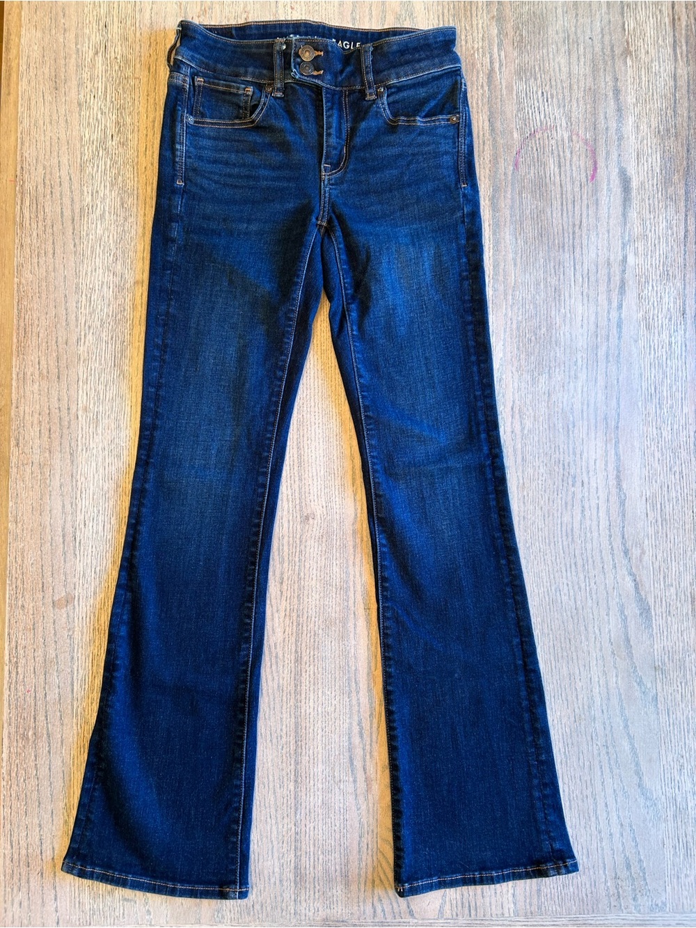 American Eagle Outfitters Dark Blue Kick Boot Jeans - Women's